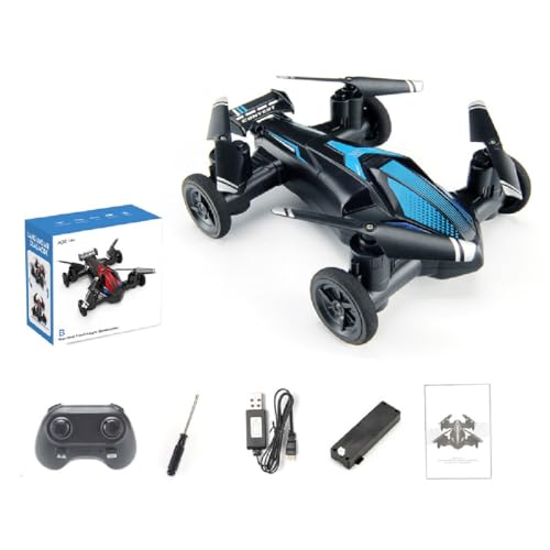 V11 Remote Control Flying Car Air-Ground Dual Mode Toys, Ferngesteuertes Fliegendes Auto, 2,4 GHz Ferngesteuertes Flugzeug mit 360° drehbar, LED Leuchten, RC Flugzeug Spielzeug für Erwachsene (Blau) von GUSHE