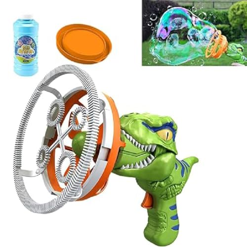 Visulong Electric Dinosaur Bubble Machine, Elektrische Dinosaurier Seifenblasen Maschine, Automatische Seifenblasenpistole mit Seifenblasenlösung, Draußen Sommerspielzeug für Jungen Mädchen (Grün) von GUSHE