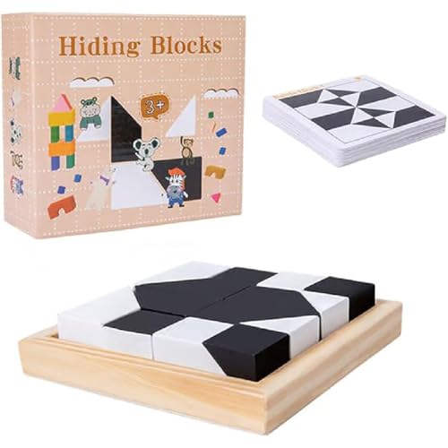 Wooden Hidden Block Puzzle, Hölzernes verstecktes Blockpuzzle, 3D Denksport-Puzzle aus Holz, Geometrische Formen Holz Puzzles, Montessori Spielzeug Puzzle, Erzieherisches Spielzeug für Kinder von GUSHE