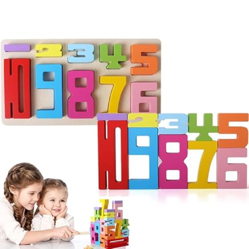 Wooden Number Building Blocks, Holz-Zahlenblock-Spielzeug, 1-10 Balance Zahlenblöcke aus Holz, Zahlenspiel Gleichgewicht Wettbewerbsspielzeug, Hölzerne Stapel-Bauklötze für 3+ Jahre alte Kinder (A) von GUSHE