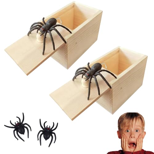 GUTERTOP 2PCS Spinne,Spinne Streich-Box, Scherzartikel für Halloween Streich, Holzkiste Spielzeug-Streich, Geschenk für Frau und Mann witzig Überraschungsbox von GUTERTOP