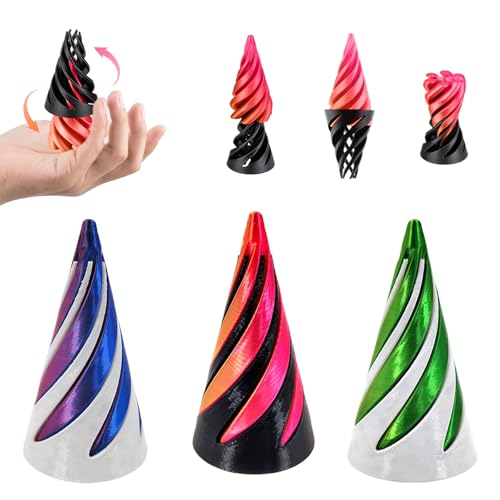 GUTERTOP 3 Stück Impossible Cone, Funny Spiral Cone Fidget Toy, Relief Anti Stress 3D Printed Spiral Cone für Kinder und Erwachsene von GUTERTOP