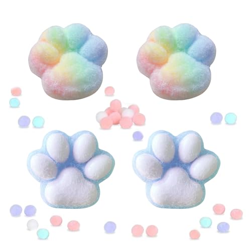 GUTERTOP 4 Stück Cat Paw Squishy Toy, Squishy Pfote, Süße Weiche Katzenpfoten Quetschspielzeuge, Katzenpfoten Squishy Mädchen Und Jungen Zum Entspannen(Purple, Farbe) von GUTERTOP