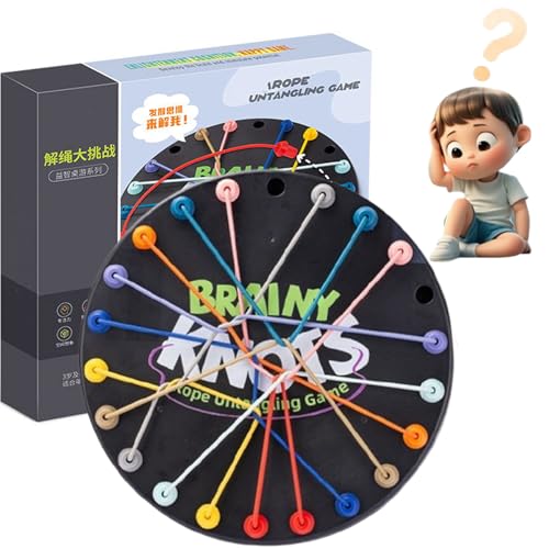 Brainy Knots Rope Untangling Tisch Strategie Brettspiel,Brainy Knots Seil-entwirrungsspiel,Brainy Knots Game,Knot Logic Spiel,Familienspiele Für Kinder Und Erwachsene (A1) von GUUIESMU