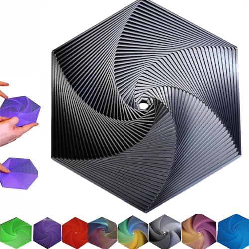 GUUIESMU Fractal Fidget Hexagon,Fractal Fidget Hexagon Fingertip Decompression Toy,3D Printed Hexagon Fidget Toy, Kids Adults Fidget Toy for Anti-Anxiety and Stress Relief (Black) von GUUIESMU