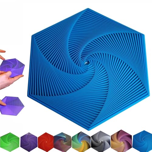 GUUIESMU Fractal Fidget Hexagon,Fractal Fidget Hexagon Fingertip Decompression Toy,3D Printed Hexagon Fidget Toy, Kids Adults Fidget Toy for Anti-Anxiety and Stress Relief (Blue) von GUUIESMU