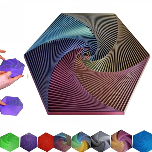 GUUIESMU Fractal Fidget Hexagon,Fractal Fidget Hexagon Fingertip Decompression Toy,3D Printed Hexagon Fidget Toy, Kids Adults Fidget Toy for Anti-Anxiety and Stress Relief (Color) von GUUIESMU