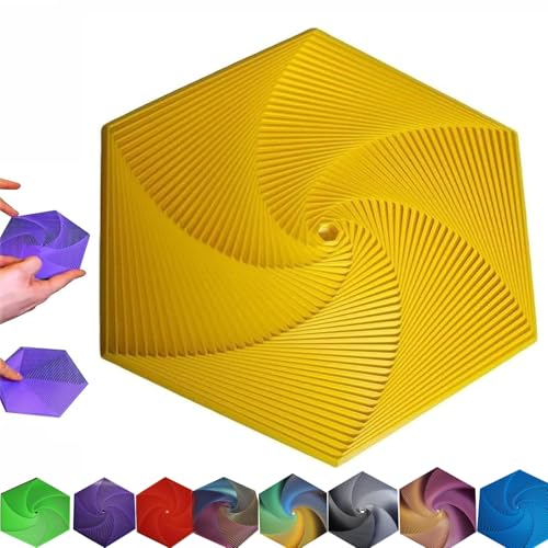 GUUIESMU Fractal Fidget Hexagon,Fractal Fidget Hexagon Fingertip Decompression Toy,3D Printed Hexagon Fidget Toy, Kids Adults Fidget Toy for Anti-Anxiety and Stress Relief (Yellow) von GUUIESMU