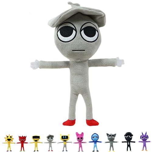 GUUIESMU Sprunki Plush,sprunki Plushies,sprunki Figures,sprunki Toys,Funny Sprunki Plushies for Games Fans,Christmas Birthday Gifts for Boys Girls Aged 4 5 6 7 8 9 10+ Years Old (Grey) von GUUIESMU