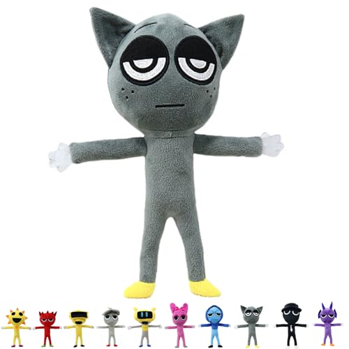 GUUIESMU Sprunki Plush,sprunki Plushies,sprunki Figures,sprunki Toys,Funny Sprunki Plushies for Games Fans,Christmas Birthday Gifts for Boys Girls Aged 4 5 6 7 8 9 10+ Years Old (Grey-1) von GUUIESMU