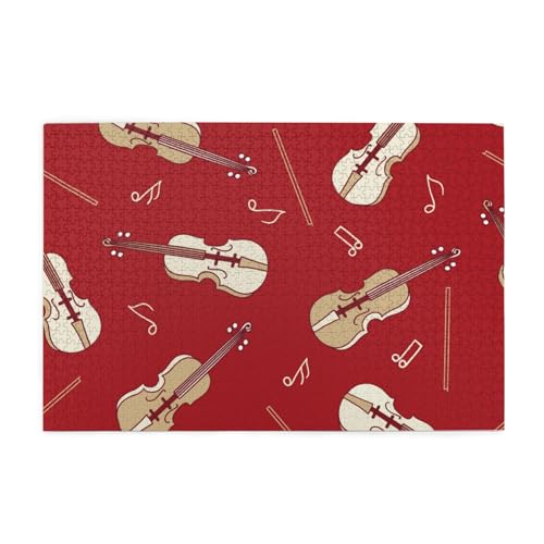 Musik Violine Rote Note, Puzzles 1000 Teile Holzpuzzle Spielzeug Familienspiel Wanddekoration von GVCXCSGE