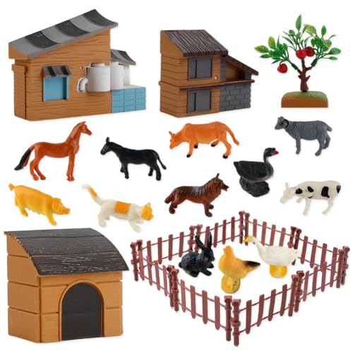 GVMJHYK Mini Bauernhof Tierfiguren,Bauernhof Spielzeug Kinder,Tierfiguren Set Bauernhof,Bauernhof Figuren Spielset,Bauernhof Tiere Spielzeug, Spielset Kinder Jungen Mädchen für 3-7 Jahre alt,26Stück von GVMJHYK