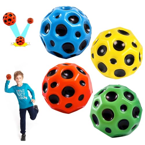 GWAWG 4 Stück Astro Jump Ball Moon Ball Springball Hohe Springender Spaceballs für Kinder Erwachsene 66mm von GWAWG