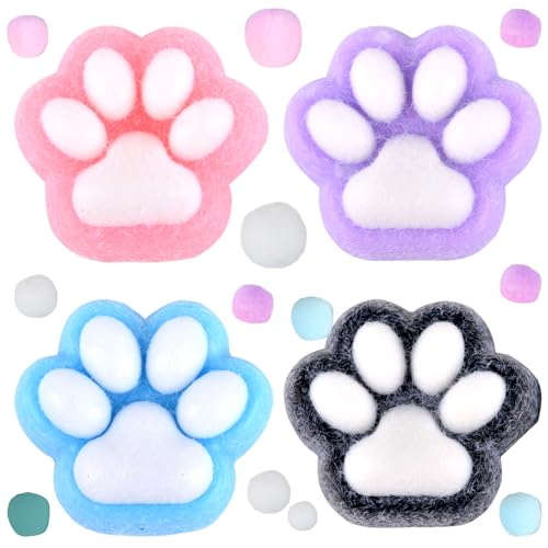 GWAWG 4 Stück Squishy Katzenpfotenspielzeug, Squishy Katze, Riesenpfotenspielzeug, Anti-Stress-Spielzeug, Kawaii, Spielzeug zum Drücken zur Linderung von Angst, niedliches Fidget Spielzeug für Kinder von GWAWG