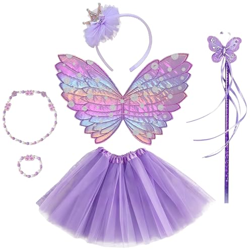 GWAWG 6 Stück Schmetterling Kostüm Kinder Feenflügel Kinder Schmetterling Kostüm Mädchen Schmetterlingsflügel Tutu Zauberstab und Haarreifen Halskette Armband Karneval Kostüm Requisiten GWAWG 6 Stück Schmetterling Kostüm Kinder Feenflügel Kinder Schmetterling Kostüm Mädchen Schmetterlingsflügel Tutu Zauberstab und Haarreifen Halskette Armband Karneval Kostüm Requisiten von GWAWG