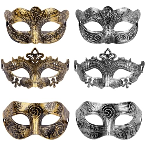 GWAWG 6 Stück Venezianische Maskerade Maske Maskerade Gesichtsmaske Masken Männer Roman Centurion Gladiator Sparticus für Kostümball,Party, Maskenball,Maskerade Karneval Party Maske von GWAWG