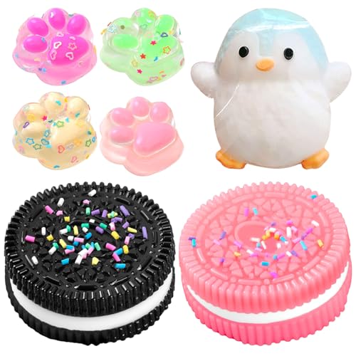 GWAWG 7 Stück Squishy Katzenpfote, Oreo, Kekse und Pinguin, Anti-Stress-Spielzeug, sensorisches Spielzeug für Kawaii, Zubehör, Kinder und Erwachsene, ultra-weiches Dekompressionsspielzeug, Haus, Büro GWAWG 7 Stück Squishy Katzenpfote, Oreo, Kekse und Pinguin, Anti-Stress-Spielzeug, sensorisches Spielzeug für Kawaii, Zubehör, Kinder und Erwachsene, ultra-weiches Dekompressionsspielzeug, Haus, Büro von GWAWG