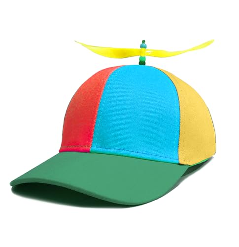 GWAWG Bunte Propellermütze,Hubschraubermütze Propeller Cap,Hubschrauber-Kappe,Baseball Party Hut,Hubschraubermütze,Baseball Cap für Erwachsene und Kinder Größenverstellbar von GWAWG