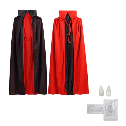 GWAWG Halloween Vampirumhang Umhang mit Zähnen schwarz rot Stehkragen Umhang Hexe Verkleidung Kostüm Zubehör für Erwachsene Halloween Cosplay Maskerade Party GWAWG Halloween Vampirumhang Umhang mit Zähnen schwarz rot Stehkragen Umhang Hexe Verkleidung Kostüm Zubehör für Erwachsene Halloween Cosplay Maskerade Party von GWAWG