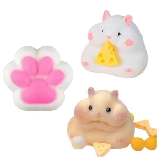 GWAWG Hamster, Squishy, Spielzeug zum Drücken in Form einer Katzenpfote, Fufu Squishy, tragbar, für Stress, Squishy Katze und Hamster für Kinder und Erwachsene, Geschenk zur Entspannung und Spaß von GWAWG