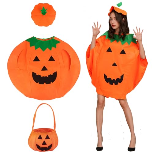 GWAWG Lustiges Halloween-Kürbis-Kostüm mit Kürbis-Süßigkeitentüte für Erwachsene und Kinder, leichtes Obst, Halloween-Gruppen-Kostüm, bequemes Unisex-Frucht-Outfit für Mottoparty, Cosplay GWAWG Lustiges Halloween-Kürbis-Kostüm mit Kürbis-Süßigkeitentüte für Erwachsene und Kinder, leichtes Obst, Halloween-Gruppen-Kostüm, bequemes Unisex-Frucht-Outfit für Mottoparty, Cosplay von GWAWG