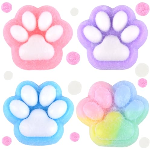 GWAWG Pack of 4 Cute Cat Paws Squeeze Toys, Squishy Toy, Taba Squishy, Fufu Squishy, Handmade Squishy Big Cat Paw,Handmade Squishy Big Cat Paw for Children and Adults von GWAWG