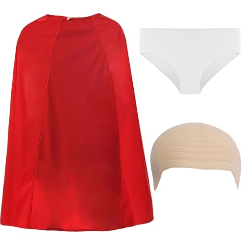 GWAWG Rollenspiel-Set, Rollenspiel, roter langer Umhang, Glatzenhut und weiße Unterwäsche, Kostüm-Rollenspiel-Party, Karneval, Halloween, Weihnachten GWAWG Rollenspiel-Set, Rollenspiel, roter langer Umhang, Glatzenhut und weiße Unterwäsche, Kostüm-Rollenspiel-Party, Karneval, Halloween, Weihnachten von GWAWG