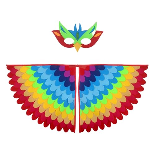 GWAWG Vogelflügel-Kostüm für Kinder, Vogel, Eule und Pfau, Maske, Eule, Verkleidung, Jungen und Mädchen, Filz-Augenmaske und Flügel, Set für Halloween, buntes Kostüm GWAWG Vogelflügel-Kostüm für Kinder, Vogel, Eule und Pfau, Maske, Eule, Verkleidung, Jungen und Mädchen, Filz-Augenmaske und Flügel, Set für Halloween, buntes Kostüm von GWAWG