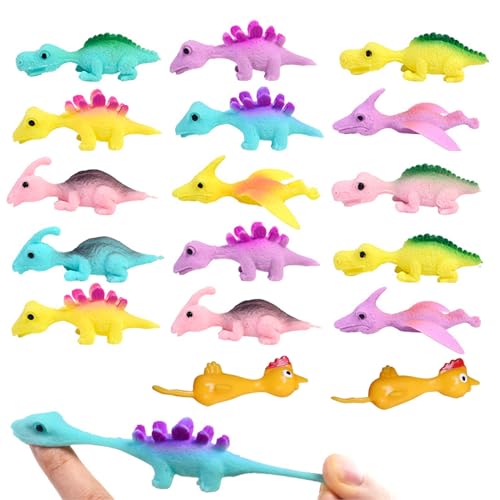 GWAWG 17 Stück Schleuder Dinosaurier Hühner Spielzeug Anzug, Slingshot Dinosaur Finger Toys, Lustig Finger Dehnbar Hühner, für Kinder Erwachsene Weihnachten Geburtstagsgeschenk (Zufällige Farbe) von GWAWG