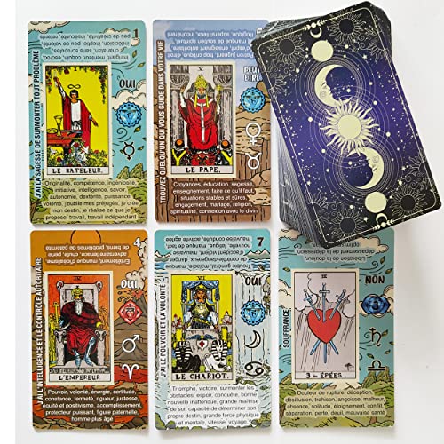 TAROTIKA GWE Tarot – Tarotkarte für Anfänger, Französisch, kein Buchführer, Tarot-Spiel mit Schlüsselwörtern, Tarotkarten zum Lernen von TAROTIKA