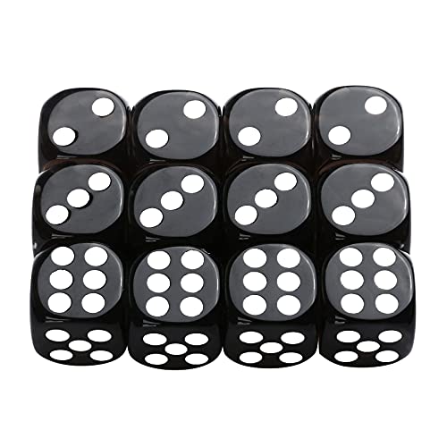 GWHOLE 12 Stück Würfel Set 6-Seitig, 16 mm, Würfel Set Spielwürfel Flüsterwürfel Dice Set mit abgerundeten Ecken Würfelkönig für Würfelspiele Tischspiele, Grau von GWHOLE