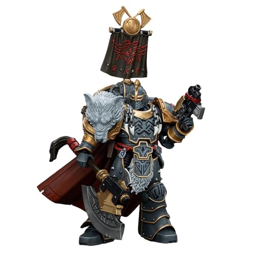 GWTCTOY JoyToy GW 40K Originallizenz 1:18 Actionfigur, Space Wolves Legion Praetor mit Energieaxt und Kampfschild, 12.4CM Bausätze für Sammel-Actionfiguren von GWTCTOY