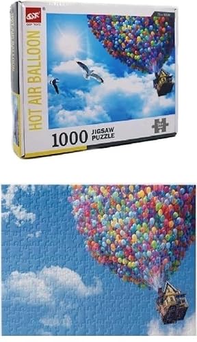 1000 Teile Puzzle, Luftballon Haus in den Wolken, Bunte Himmelszene, Bekannt aus dem Film UP von GXF TOYS