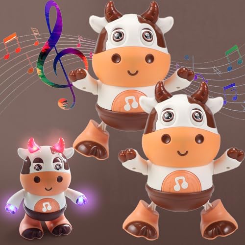 GXHNB Boogie Cow Toy, Boogie Cow Light Up Dancing Cow, Musical Dancing Boogiecow Toy, 2024 New Musical Dancing Cow/Deer Toy with Music and Led Lights (2pcs) von GXHNB