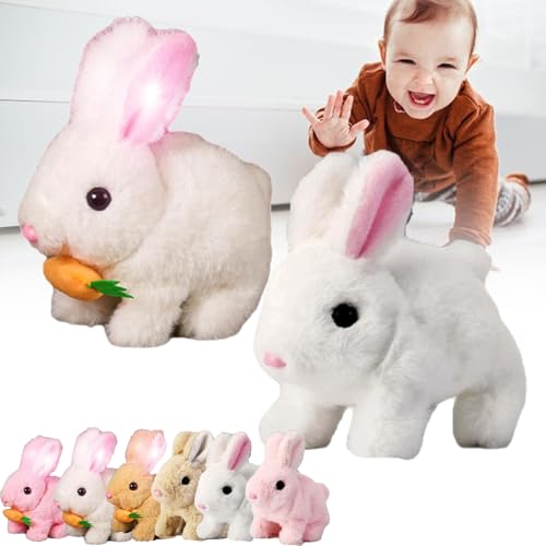 GXHNB Bunby - My Realistic Bunny Toy, Vitality Bliss Bunny Stuffed Animals, Bunny -Bunny Realistic Bunny, Bunbi Realistic Bunny, Realistic Bunny That Moves Toys for Kids (White*2pcs) von GXHNB