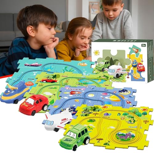 Nukids Puzzle Racer Car Track Set, Nukids Puzzle Racer Kids Car Track Set, Nu Kids Puzzle Racer Kids Car Track Set, 4 Series Educational Puzzle Track Car Play Set for Girls and Boys (15pcs-1set) von GXHNB