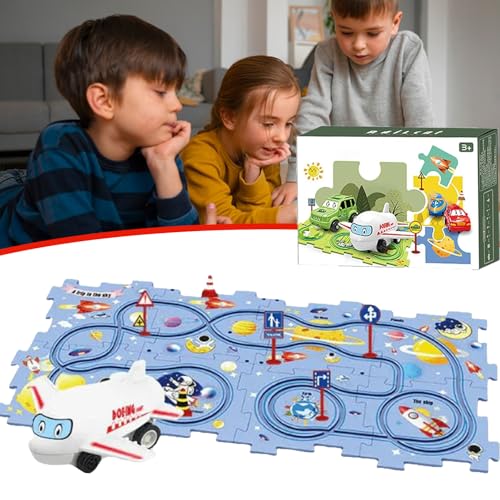 Nukids Puzzle Racer Car Track Set, Nukids Puzzle Racer Kids Car Track Set, Nu Kids Puzzle Racer Kids Car Track Set, 4 Series Educational Puzzle Track Car Play Set for Girls and Boys (15pcs-Space) von GXHNB