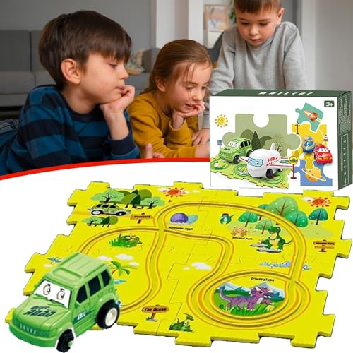 Nukids Puzzle Racer Car Track Set, Nukids Puzzle Racer Kids Car Track Set, Nu Kids Puzzle Racer Kids Car Track Set, 4 Series Educational Puzzle Track Car Play Set for Girls and Boys (5pcs-Dinosaur) von GXHNB