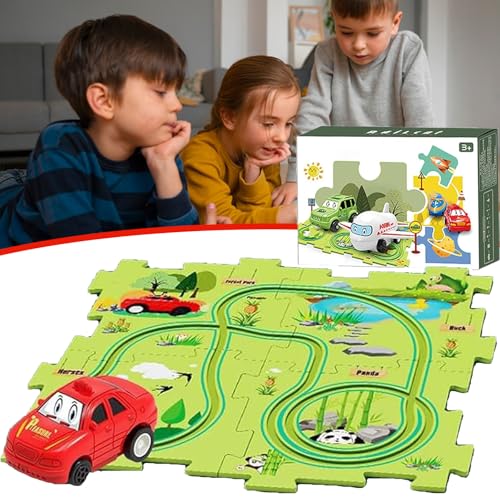 Nukids Puzzle Racer Car Track Set, Nukids Puzzle Racer Kids Car Track Set, Nu Kids Puzzle Racer Kids Car Track Set, 4 Series Educational Puzzle Track Car Play Set for Girls and Boys (5pcs-Land) von GXHNB