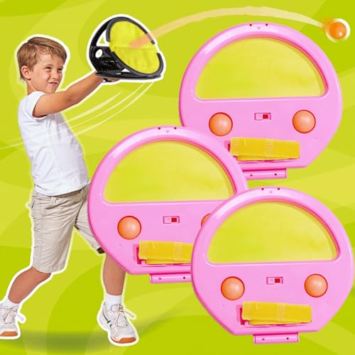 Racket Pocket Catch Game, RacketPocket Game, Racket Pocket Catch and Throw, Kids Toss Catch Ball Toy with Launcher, Toss and Catch Ball Game Outdoor Toys (Pink*3) von GXHNB