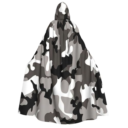 GXUNGT Ack Kapuzenumhang für Erwachsene, grau-weiß, Camouflage-Druck, perfekt für Cosplay, Partys und Festivals, Uni, bequemer Umhang von GXUNGT