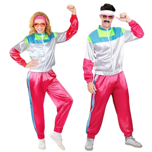 80er jahre outfit damen mottoparty xxl, 90er Jahre Outfit Herren, 80er Damen, Fasching Techno Kleidung Lustige Ganzkörper Karnevalskostüm Neon Fashion Partnerkostüme Disco Karneval Trainingsanzug von GXYANiaoy