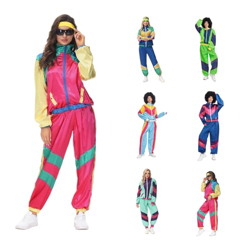 90er jahre outfit herren hip hop, 80er Jahre Kostüm Herren Damen, 90er Retro Trainingsanzug, Disco Outfit, Bad Taste Outfit, Partner Kostüm, Faschingskostüme Silvester Set für Mottoparty Karneval von GXYANiaoy