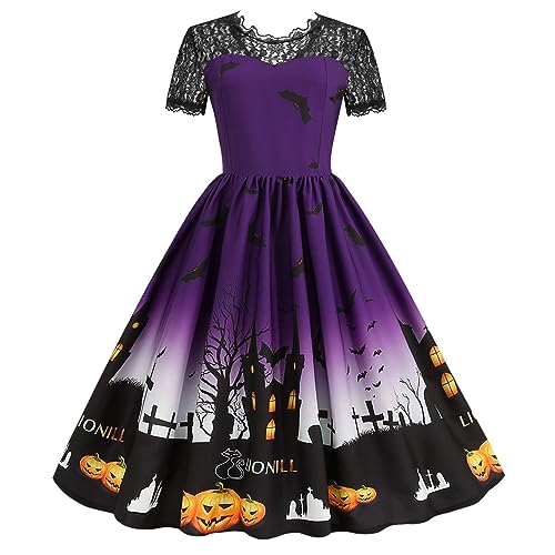 GXYANiaoy Halloween Kostüm Damen, Cosplay Karneval Kostüm Fasching Mittelalterliches Kleidung Retro mit Trompetenärmel Kleider Gothic Kawaii Viktorianisches Kleid Renaissance Halloween Maxikleid von GXYANiaoy