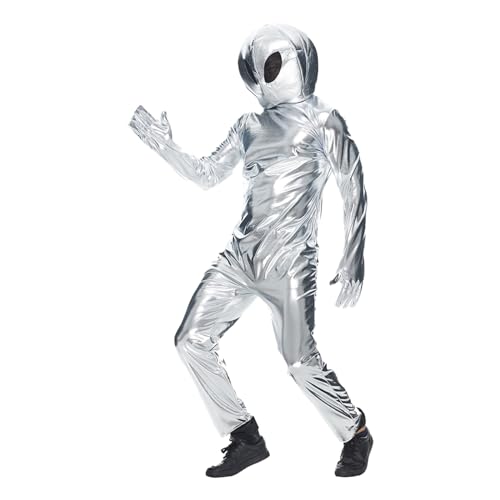 GXYANiaoy Herren Damen Astronaut Kostüm Silber Erwachsene Space Weltall Kostüm Karneval Kostüme Jumpsuit Astronauten Kostüm Raumfahrer Overall Karneval Fasching Halloween Kostüm Weltraum Kostüm von GXYANiaoy