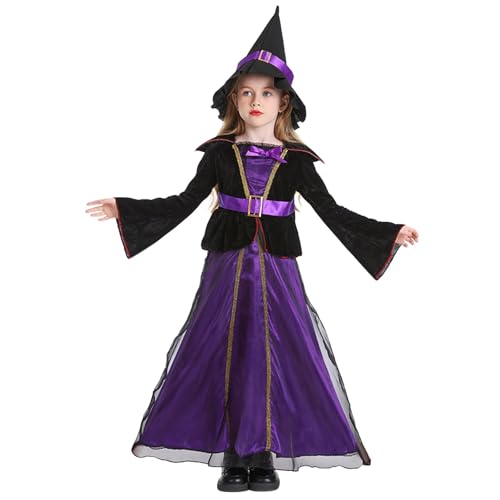 GXYANiaoy Kinder Halloween Kostüm, Hexe Zauberhut Kinder Rollenspiel Kostüme Mittelalter Kinder Kleidung, Für Cosplay Karneval Verkleidung Party, Kostümpartys, Bühnenauftritte, Kostümzubehör von GXYANiaoy