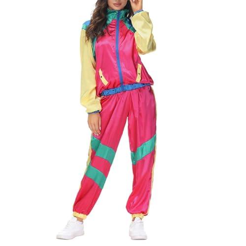 GXYANiaoy faschingskostüme damen lustig, 90er Jahre Outfit Herren, 80er Damen, Fasching Ganzkörper Jogginganzug Techno Disco Kleidung Retro Mottoparty Trainingsanzug Fashion Gruppen Partnerkostüme von GXYANiaoy