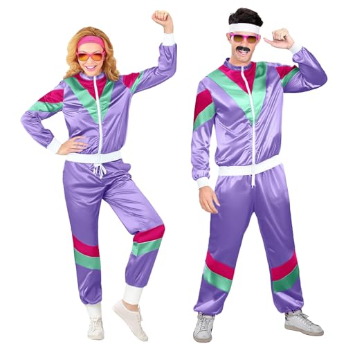 GXYANiaoy lustige kostüme für erwachsene, 80er Jahre Outfit Herren, Damen, Karneval Partner Partnerkostüme Silvester Ganzkörper Karnevalskostüm Fasching Neon Kleidung Mottoparty Gruppen Jogginganzug von GXYANiaoy