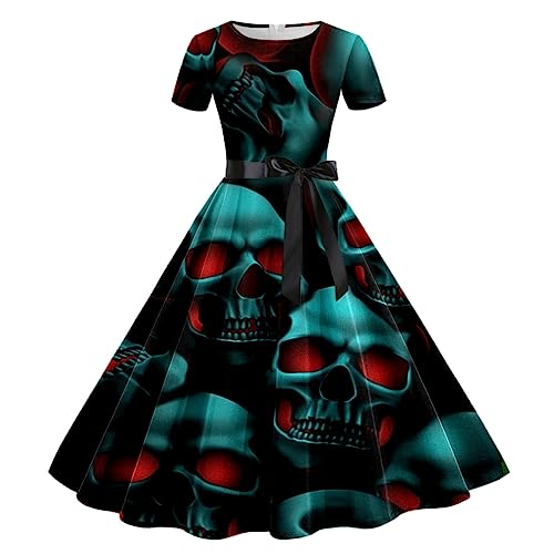 Halloween Kostüm Damen, Halloween Party Maxikleid mit Trompetenärmel Fasching Viktorianisches Kleid Mittelalterliches Karneval Kostüm Retro Gothic Kleider Traditionelles Renaissance Kleidung von GXYANiaoy