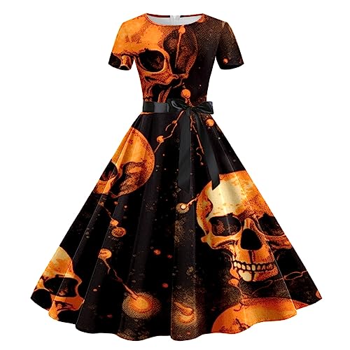 Halloween Kostüm Damen, Halloween Party Maxikleid mit Trompetenärmel Fasching Viktorianisches Kleid Mittelalterliches Karneval Kostüm Retro Gothic Kleider Traditionelles Renaissance Kleidung von GXYANiaoy